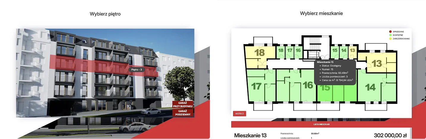 Zdjęcie przedstawia stronę internetową Hevenia, promującą luksusowe apartamenty nad morzem. Główny banner ukazuje widok na plażę i morze, z drzewami w tle, oraz slogan "Rodzinne apartamenty z widokiem na morze". Poniżej znajduje się opcja rezerwacji online.