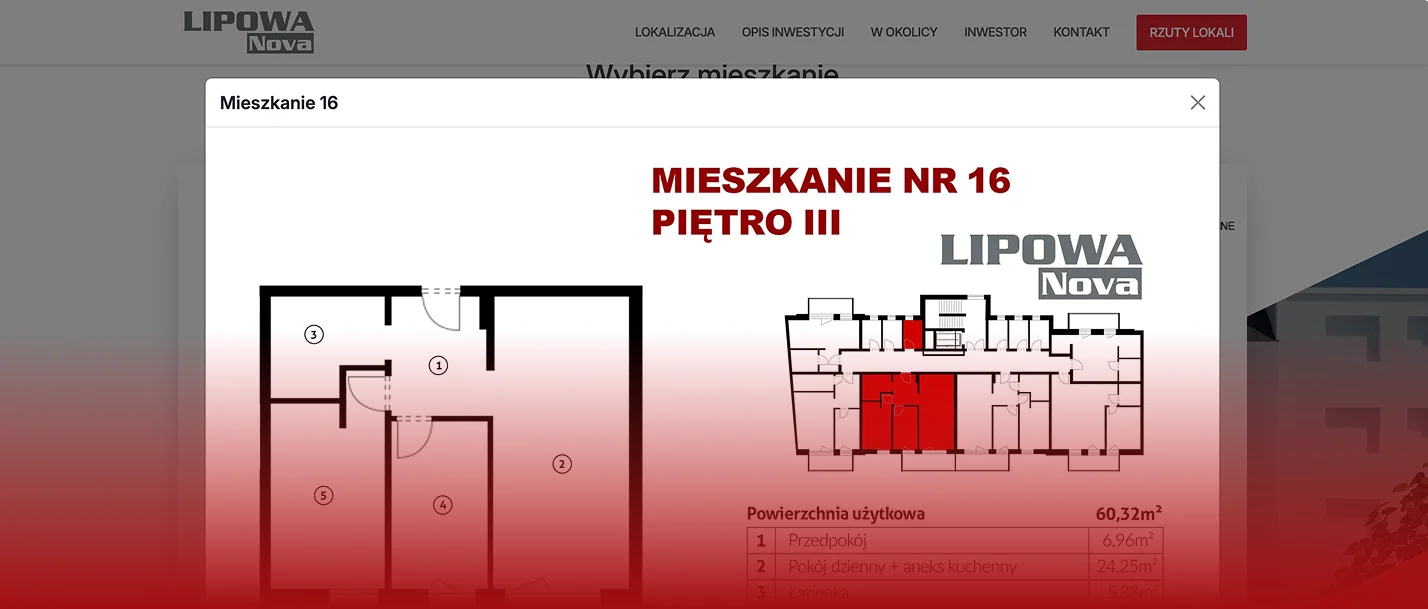 Zdjęcie przedstawia stronę internetową Hevenia, promującą luksusowe apartamenty nad morzem. Główny banner ukazuje widok na plażę i morze, z drzewami w tle, oraz slogan "Rodzinne apartamenty z widokiem na morze". Poniżej znajduje się opcja rezerwacji online.